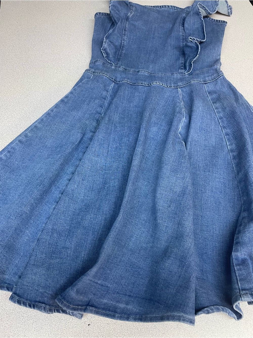Blue Denim Ruffle Strap Sundress - Picture 3 of 5